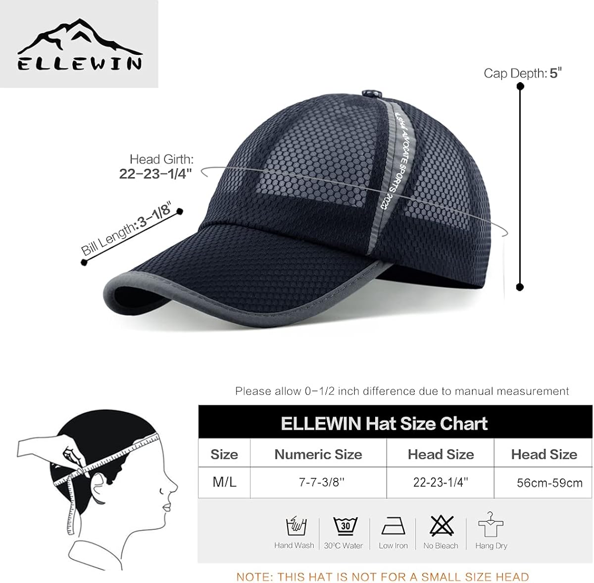 ELLEWIN Unisex Breathable Quick Dry Mesh Baseball Cap Running hat: Clothing