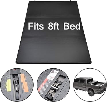 Amazon Com G Plus Black T3 Tri Fold Hard Lock Solid Truck Bed Tonneau Cover Replacement For Ford F150 F 150 2015 2018 8 Long Bed 2016 2017 Automotive