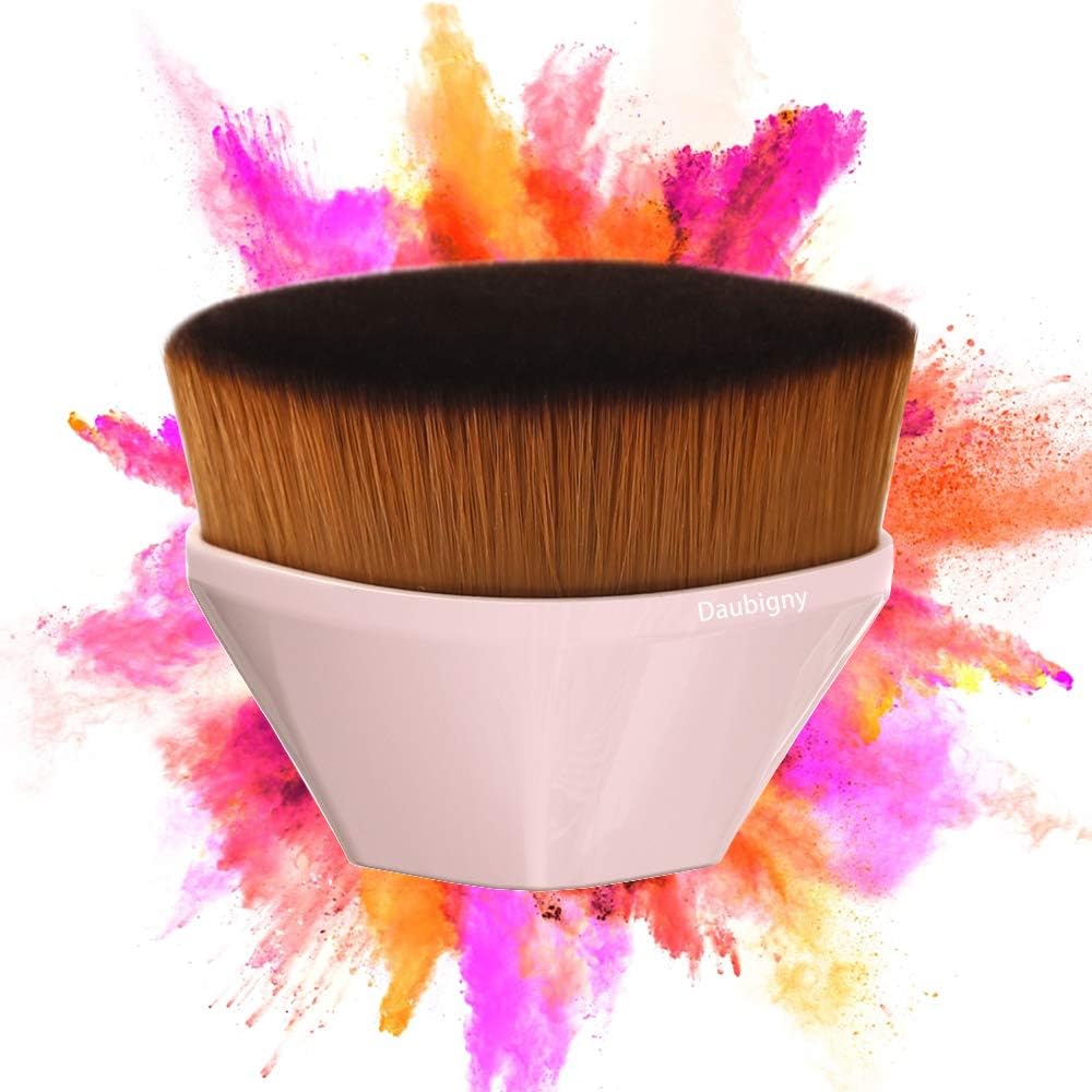Foundation Makeup Brush Flat Top Kabuki Hexagon Face Blush Liquid Powder Foundation Brush for Blending Liquid Cream or Flawless Powder Cosmetics with Bonus Protective Case (Light Pink) - Image 3