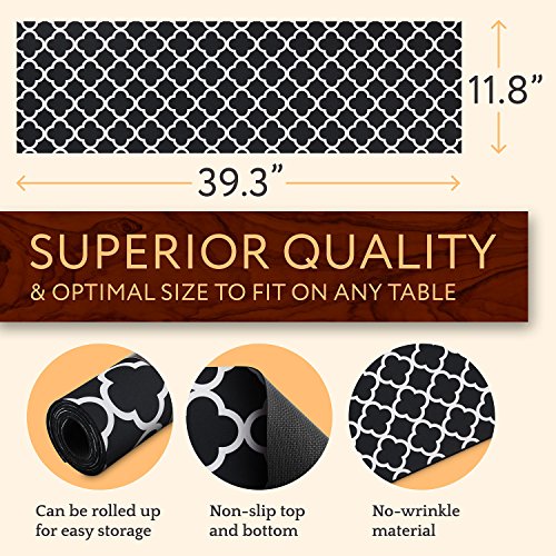 TRIVETRUNNER Decorative Trivet and Kitchen Table Runners Handles Heat, anti Slip, Hand Washable and Convenient for Hot Dishes, Black/White - Thumbnail 5