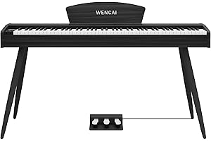 WENCAI 88 Key Fully Weighted Electric Piano Keyboard Hammer Action Full-size Digital Pianos for Beginners Adults Wooden Upright Piano with Sheet Music Stand Triple Pedal, Supports USB-MIDI Black