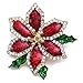 Soulbreezecollection Beautiful Christmas Red Poinsettia Flower Brooch Pin
