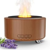 Essential Oil Diffuser for Home 500ML, Retro Vinyl Aromatherapy Diffuser | 3D flame effect &amp; 9 colors. 500ml tank lasts 14H for deep sleep. BPA-free with auto-off ensures safety for babies and pets.