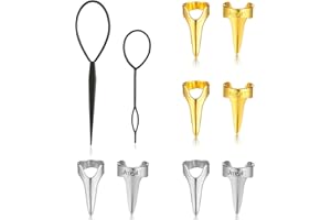 AJCOTAHM 10 PCS Hair Parting Ring Stitch Braid Tool Finger Metal Retro Hair Extensions Braid Aid for Braiding Extension Curling Halloween Cosplay(Gold, Silver)