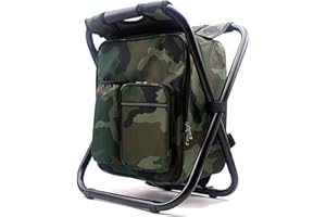 HANERDUN 3 in 1 Cooler Backpack, Foldable Fishing Chair, Portable Backpack Chair with Fabric Cooler Bag, Soft Sided Cooler Chair for Outdoor Hiking Events Beach Fishing Camping