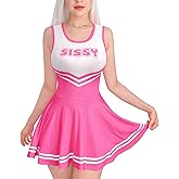 Littleforbig Women Sleeveless Overall Cheer Sissy Bodycon Mini Dress Skirt