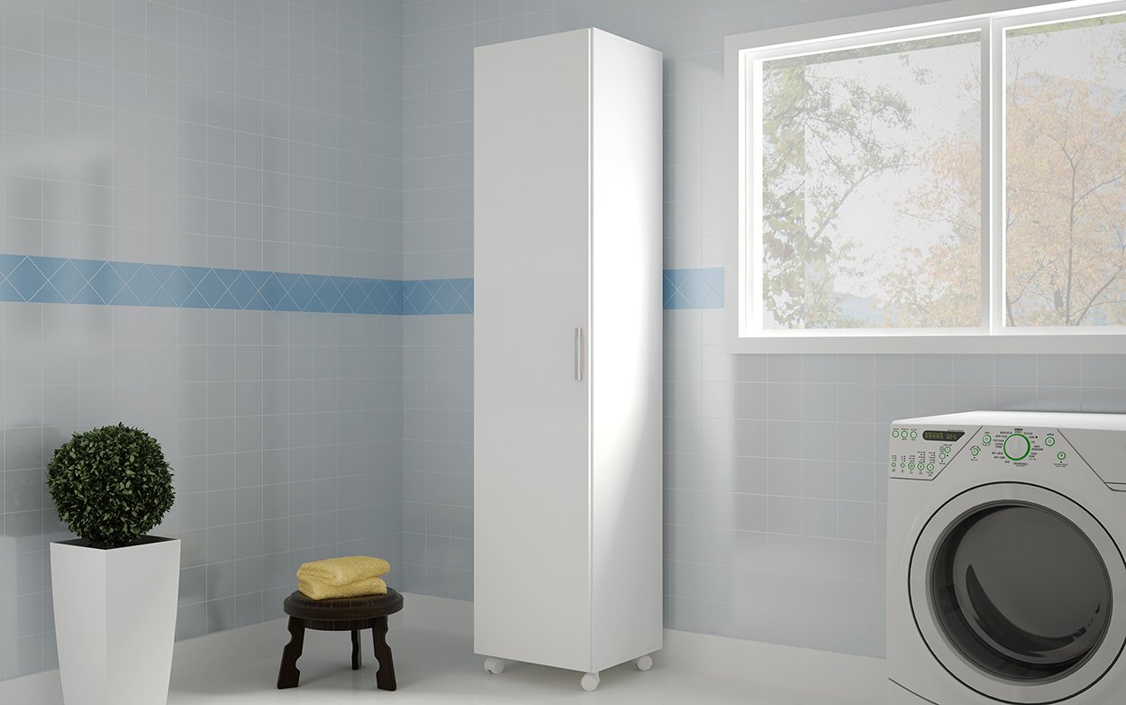 Buyqualia Armario Multiusos o escobero una Puerta y Ruedas en Color