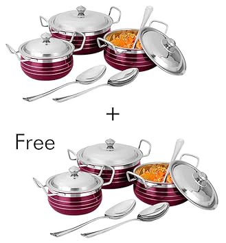 Classic Essentials Stainless Steel Serving Bowl Set, 6-Pieces, Pink