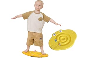 JUNGLE WELL Wobble Balance Board for Kids – Yellow Frog Design with Maze Track & Balls | Dual-Sided Sensory Rocker Board | Non-Slip Tactile Surface | Supports Up to 200lbs | Perfect for Toddlers & Parent-Child Play