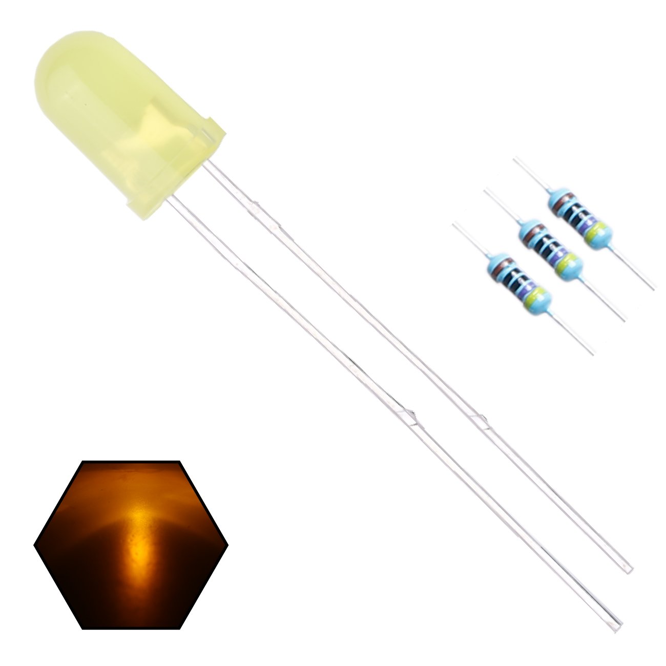 EDGELEC 100pcs 5mm YellowYellow Lights LED Diodes (Yellow