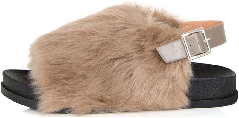 fur slingback sandals