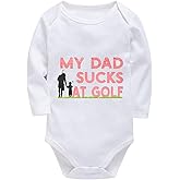 WOOYONGING My Dad Sucks At Golf Newborn Unisex Outfits Short Sleeve Unixex Baby Outfits White Boys Outfit