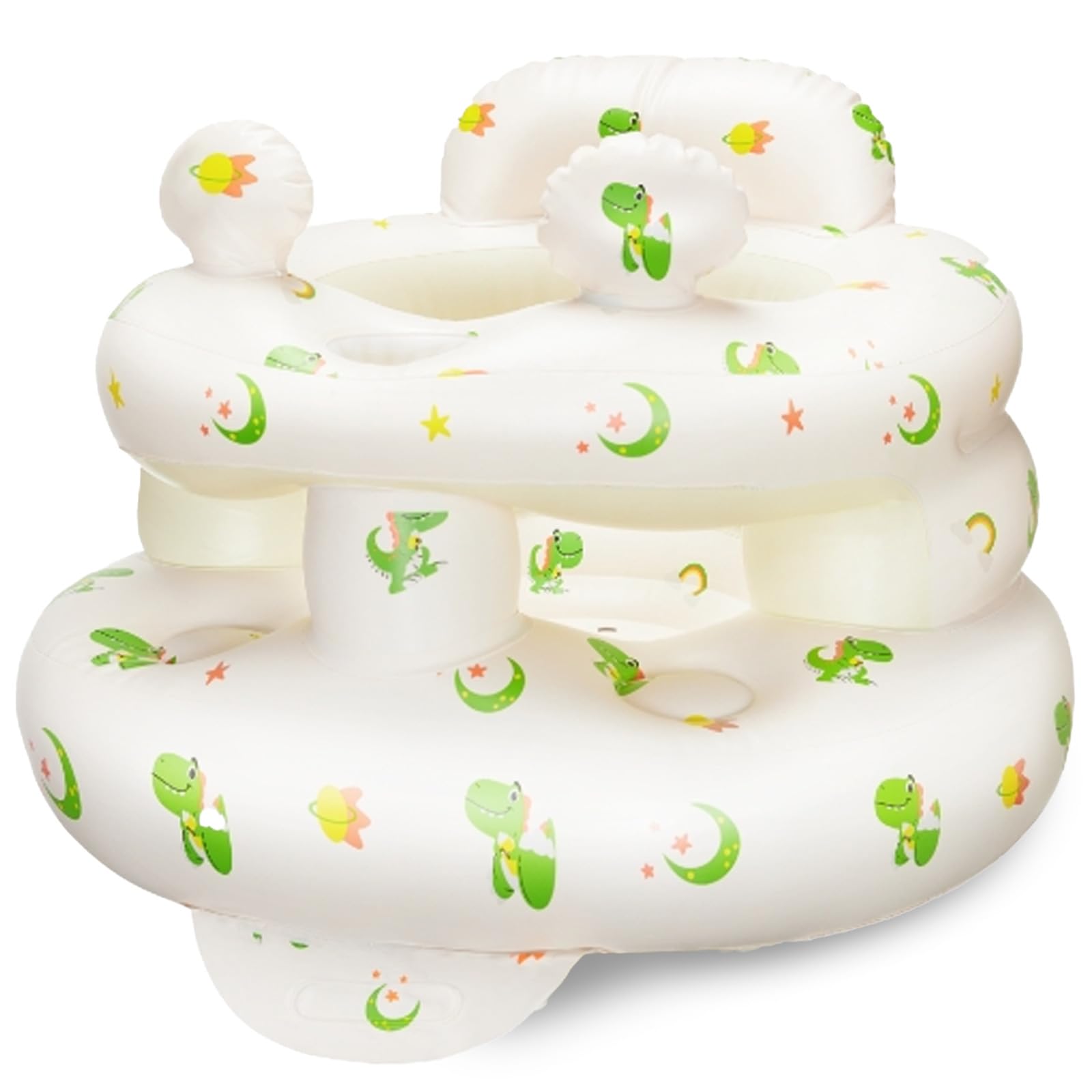 Photo 1 of Inflatable Baby Seat for Babies 3-36 Months?[Squeaky Sound & Anti-Fall Design] Inflatable Chair with Sound-Making Ears, Baby Seat for Sitting-Up Practice, Built-in Air Pump (Ear Dinosaur)
