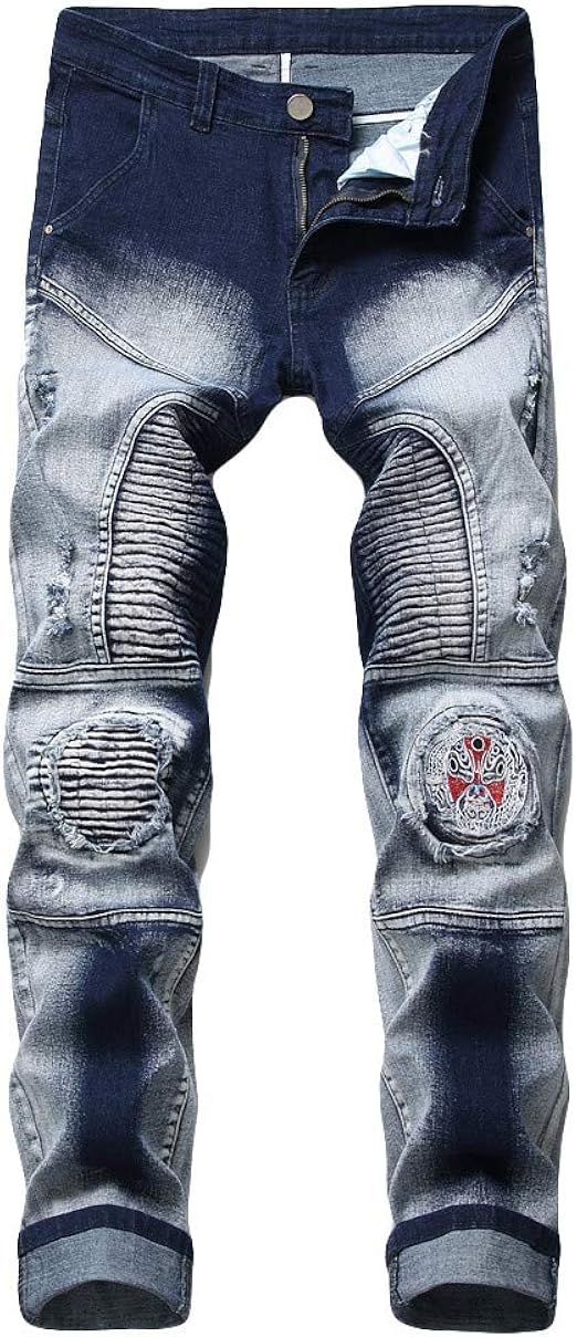 mens patched skinny jeans