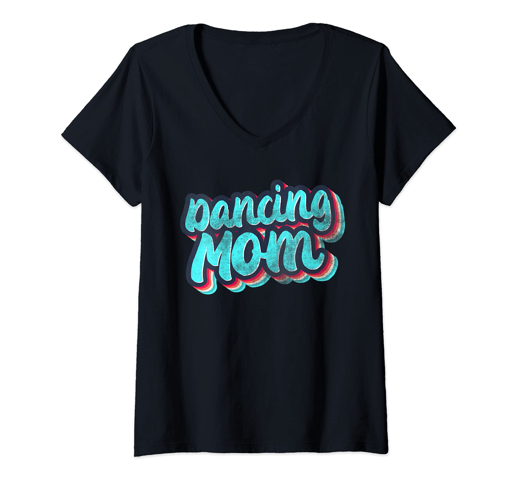 Womens Disco Dancing Mom V-Neck T-Shirt