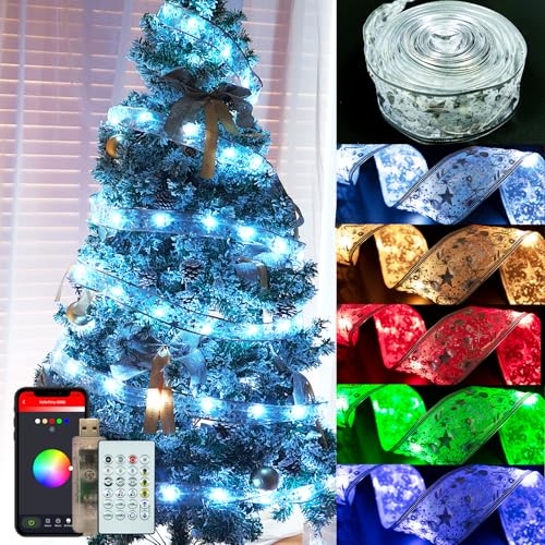 APP Smart Christmas Tree Ribbon String Lights