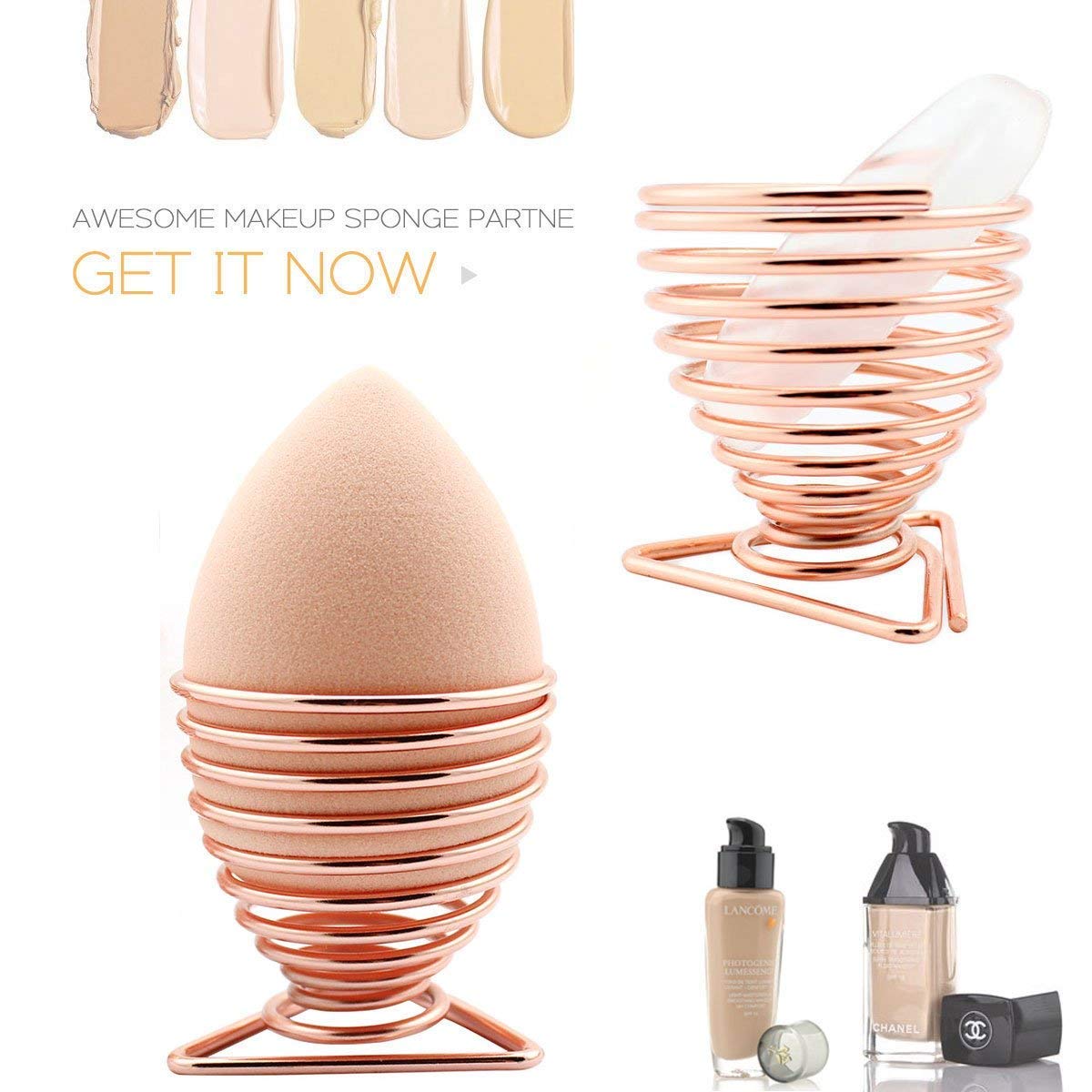Makeup Blender Sponge 3 Pcs Set - Beauty Sponge Foundation Blending Sponge with Egg Sponge Blending Holder Stand, Flawless for Liquid & Creams & Powers : Beauty