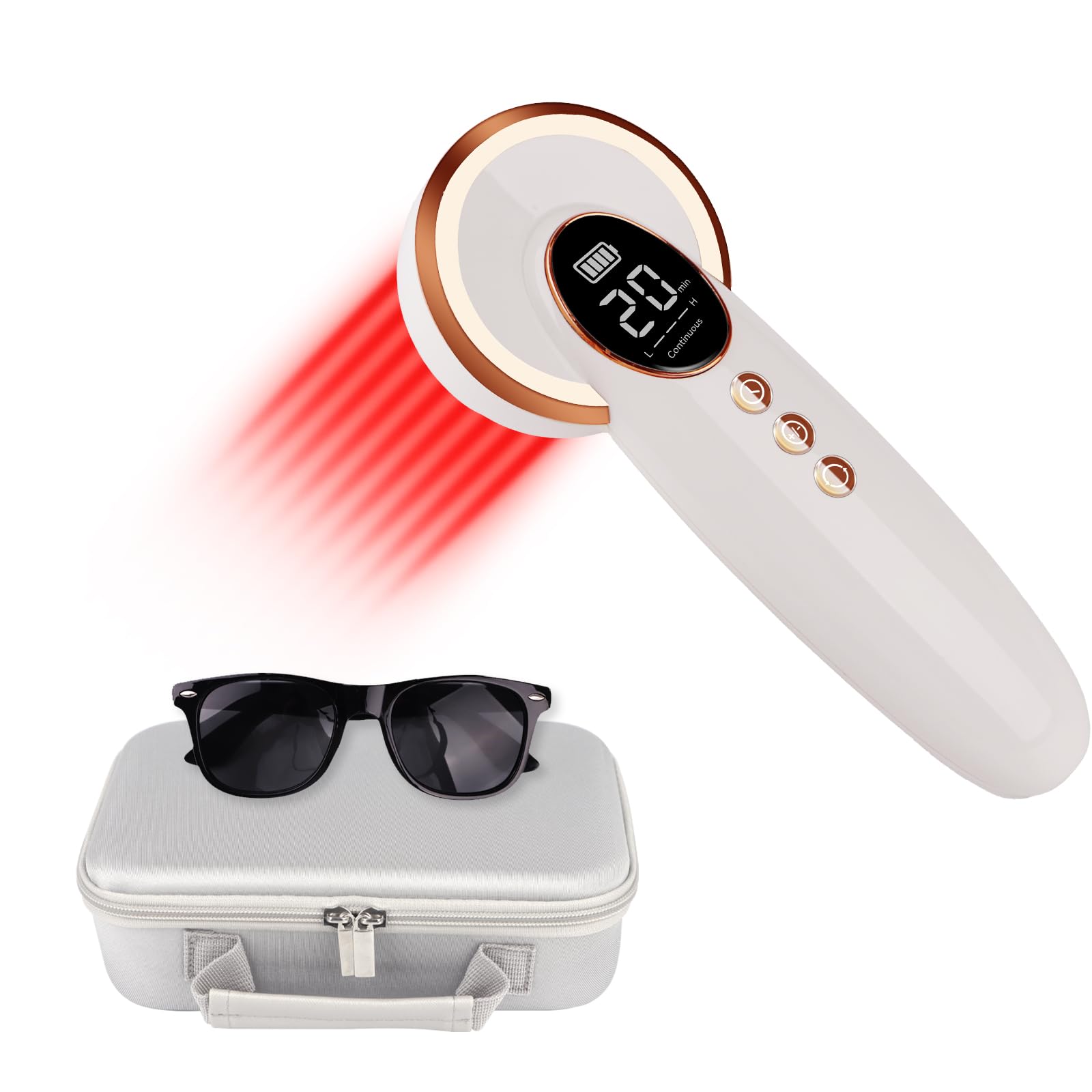 Photo 1 of 4x808nm+12x650nm, 3500mAh Battery, 4Hz pulsed Near Infrared Red Light Therapy Treatment for Body Pain Relief, Handheld Cold Light Therapy Device for Dogs Cats Horse Pets