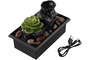 Water Fountain for Home & Office - Creative Flowing Water Tabletop Decoration, USB/Battery Powered Indoor Ornament, 170mm