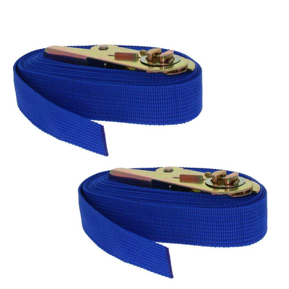 MroMax 4M x 25mm Ratchet Tie Down Strap Cargo Lashing Straps Up to 250Kg, Blue 2Pcs