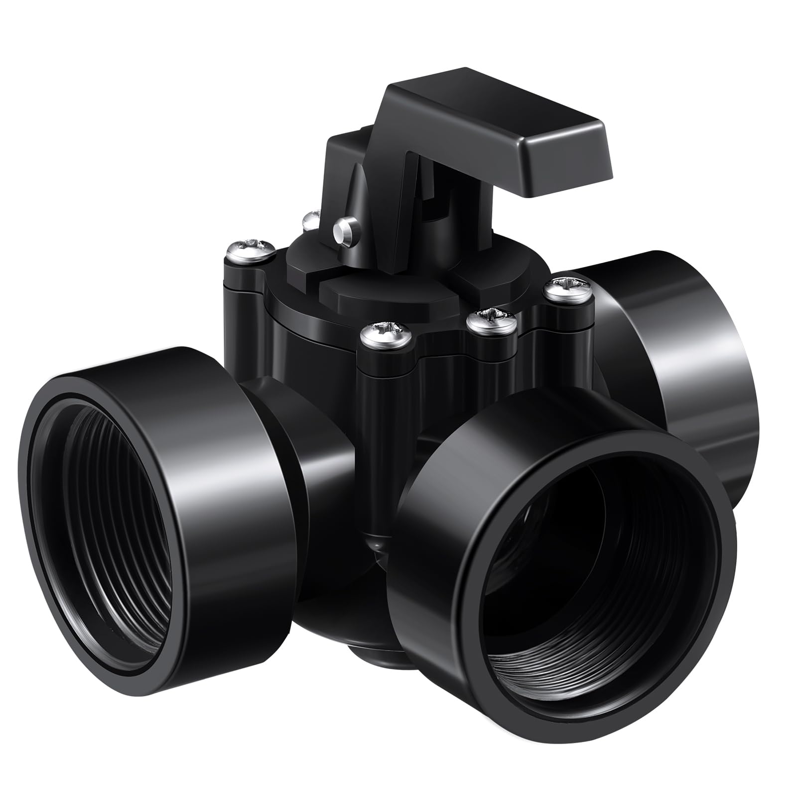 Photo 1 of Tandefio 3 Way Swimming Pool Diverter Valve Replacement Black Positive Seal Pool Valve for Pools and Spas (2 Inches)