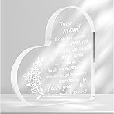 Christmas Gifts for Mom from Daughter Son Sentimental Gift Best Mom Ever Heart Shaped Acrylic Block Plaque Unique Mothers Day Birthday Stocking Stuffers Gifts for Women Mama Bonus Mom Step Mom Stepmom