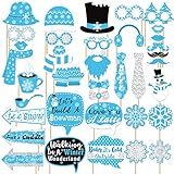 Snowflake Photo Booth Props Frozen Party Decorations Winter Wonderland Party Favor for Holiday Party, Christmas Party Supplies