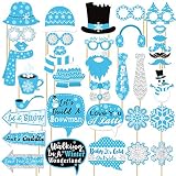 Snowflake Photo Booth Props Frozen Party Decorations Winter Wonderland Party Favor for Holiday Party, Christmas Party Supplies