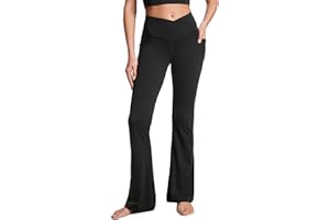 CRZ YOGA Womens Butterluxe Crossover Flare Leggings 31" - High Waist Yoga Pants with Pockets V Cross Bootcut Casual Lounge