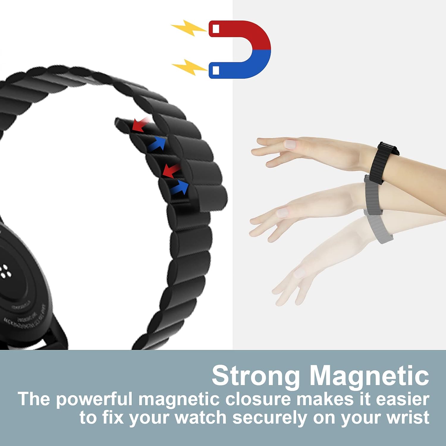 Watch Band, Magnetic Smartwatch Bands, Silicone Strap Quick Release 20mm 22mm Smartwatch Straps for Women Men Watch Strap with Spring Bar Compatible with Galaxy Watch Active Gear S2 S3 Frontier GT: Clothing