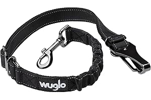 12"-37" Wuglo Dog Seat Belt - Dog Car Harness for Child Safety Seat - Hook Latch Bar & Seat Belt Buckle - Adjustable Universal Dog Seatbelt for Car Travel (Black)