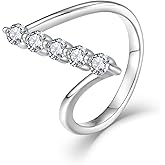 SeiMios 925 Sterling Silver Geometric Rings Bar Statemenr Rings for Women - Bold Fashion Jewelry Gift for Her Size 5-10