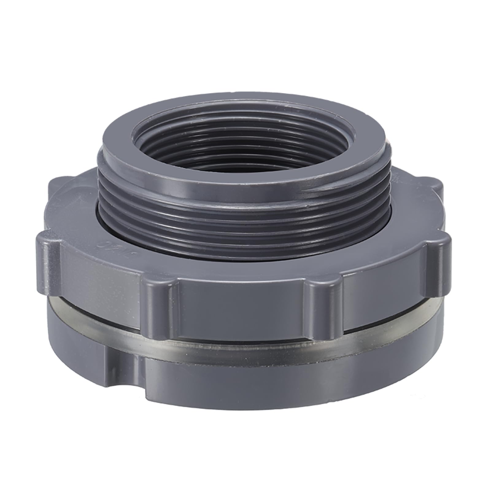 PATIKIL PVC Bulkhead Fitting NPT1-1/2, Bulkhead Water Tank Connector with Silicone Seal Gasket Garden Hose Fitting for Rain Bucket, Sinks, Aquariums, Gray