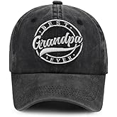 Best Grandpa Ever Hat for Men, Adjustable Cotton Embroidered Grandfather Baseball Cap