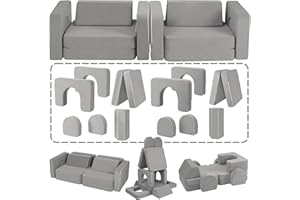 CAPAKIDS Modular Kids Play Couch, with 1000+ Assembly Options, Toddler Sofa for Bedroom Living Rooms Playroom, Ideal Gift for for Inspiring Child Creativity, Grey