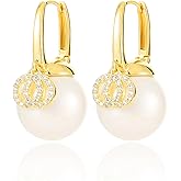 14k Gold Plated Pearl Rhinestone Drop Earrings for Women Jewelry