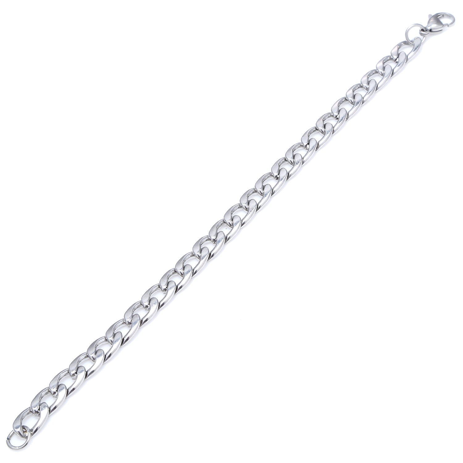 DonDon Men's Curb Chain Bracelet Stainless Steel Silver Length 22 cm 8,7" Width 0,9 cm 0,35"