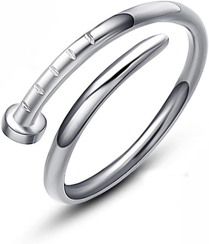Huiyin Jewelry S925 Sterling Silver Ajustable Women Open Nail Simple Pure Ring