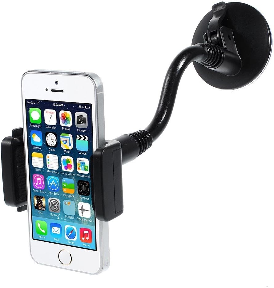 BrainWizz® – Mobile Phone Car Holder Windscreen Suction Cup Mount with Universal Smartphone With Automatic Tightening Button – 360 ° Rotation For All iPhones, Mobile Phones and Smartphones From 56 mm to 87 mm Wide