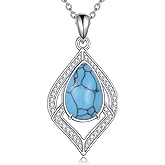 Grmdit Turquoise Necklace 925 Sterling Silver Turquoise Pendant Jewelry Gifts for Women