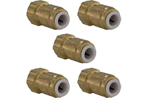 METPURE Quick Connect Female Brass Adapter – 1/4” Quick Connect x 1/4” Female Threaded Compression. Converts 1/4" COMP Fittings to a Quick Connect. Perfect for Water Filtration, RO System, Ice Maker (5 Pack)