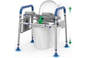 Loyoda Toilet Seat Risers for Seniors, Removable Padded Raised Toilet Seat with Handles, Easy to Clean Adjustable Height Toilet Riser, Handicap Elevated Seat 400lb, Fits Any Toilet