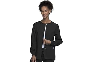 Cherokee scrubs jacket for women, Snap Front Warm-Up Jacket with 3 Pockets and Easy Care - 4350