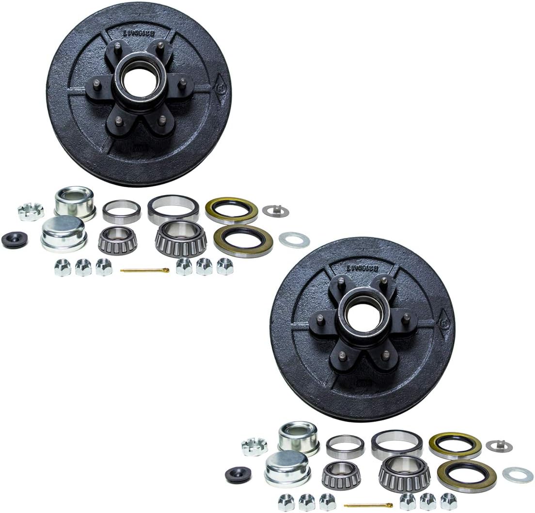 Set of 2 12" X 2" Trailer Brake Hub Drum Kit 6 on 5.5" for 5200-6000 lbs Axle 22003K