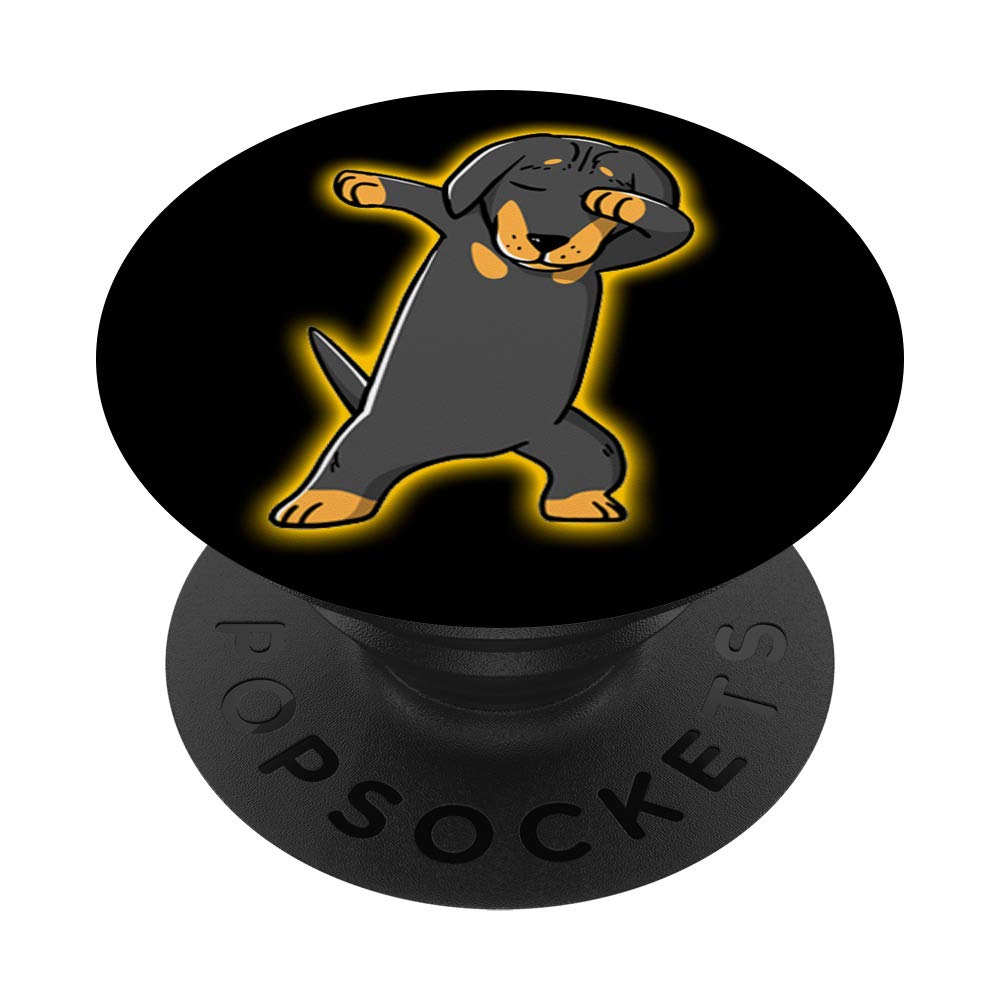 Funny Weiner Dog Dabbing Design Dachshund Owner Gift Black PopSockets Grip and Stand for Phones and Tablets