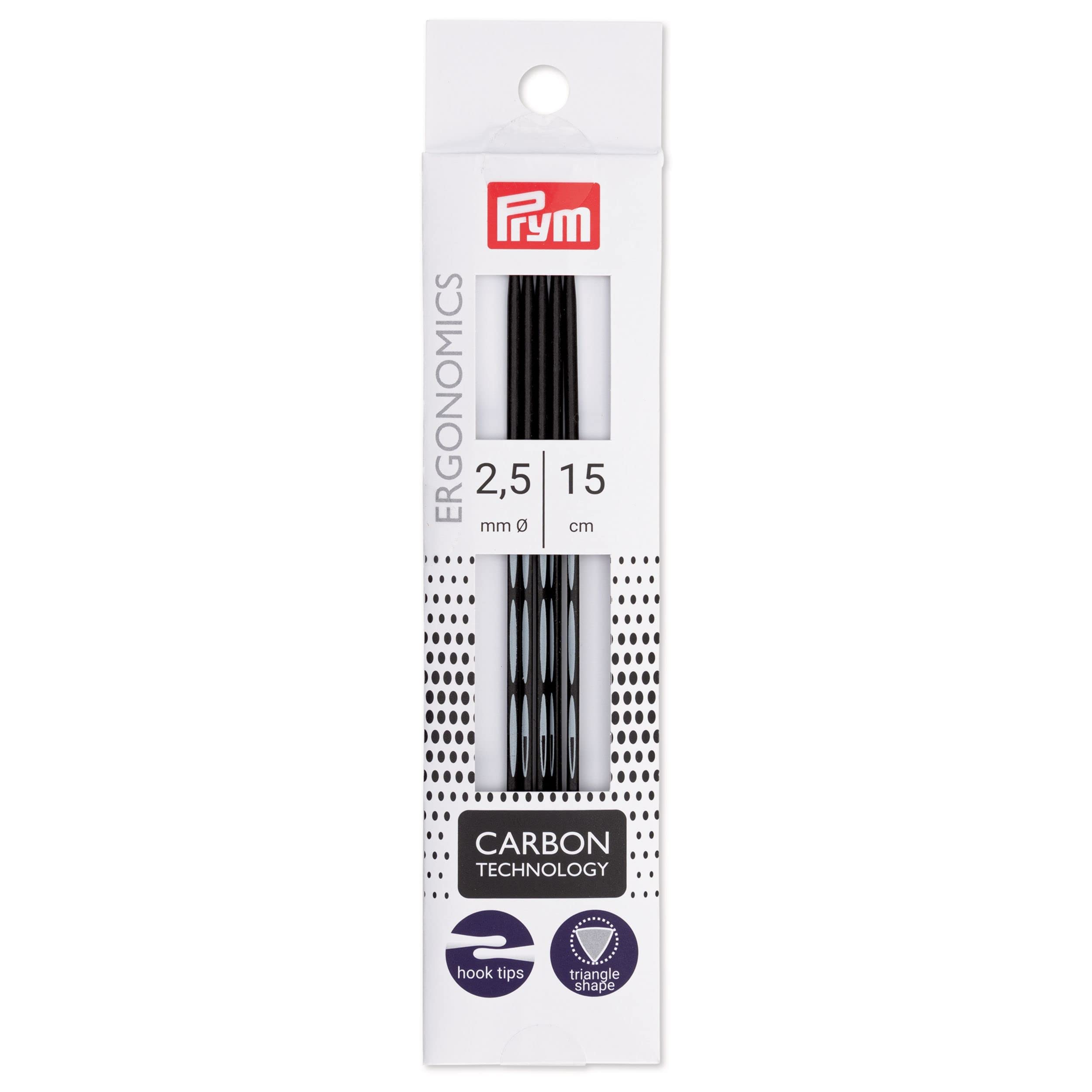 Prym Double Pointed Kniting pins, Carbon Technology, 15cm x 2.5mm