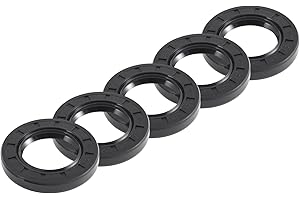 REPAIROCK Universal Oil Seal TC Double Lip W Steel Spring Seal Ring Rotary Shaft Seal 28x47x7mm High Pressure NBR Rubber Black 5pcs
