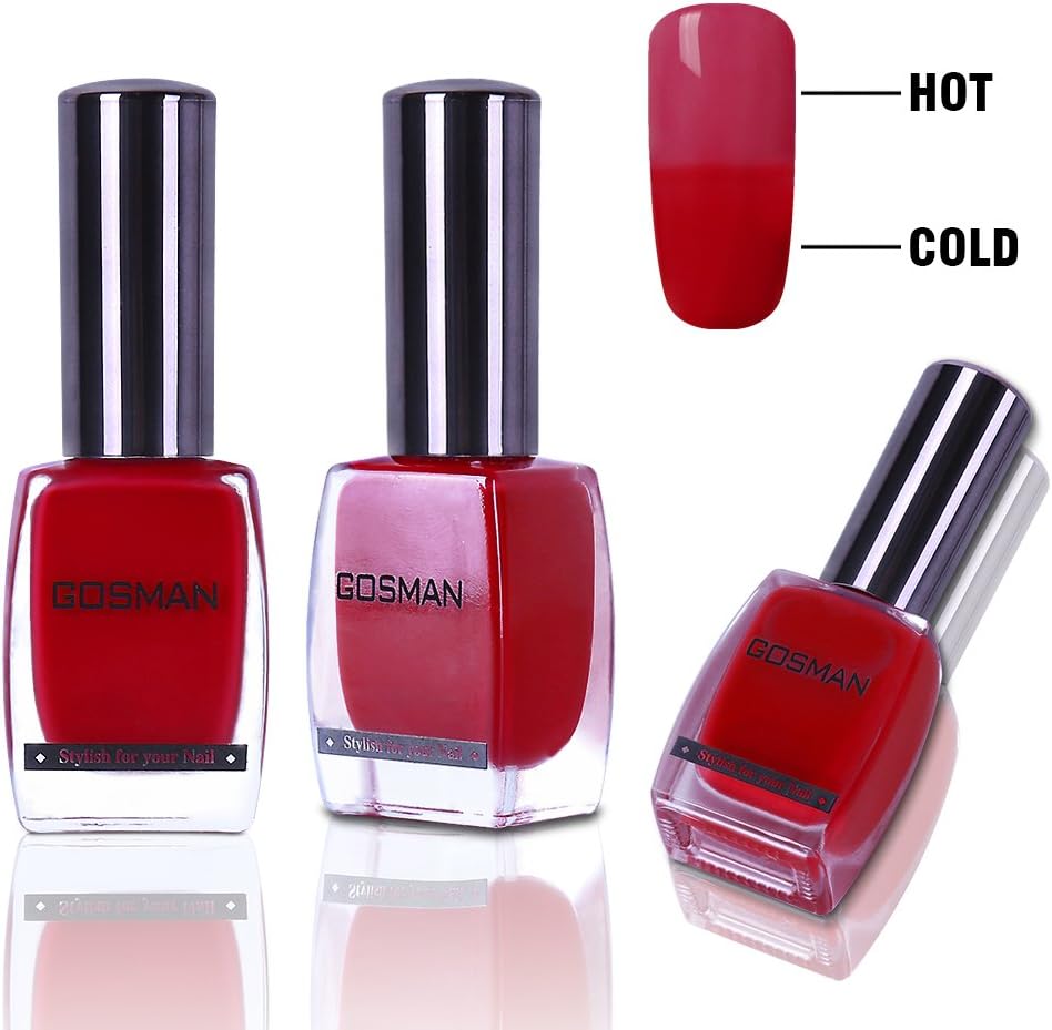GOSMAN Temperature Color Changing Nail Lacquer Varnish Thermal Color Change Nail Art Polish Quick Dry 60 Seconds 15ML 15013