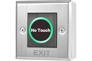 YUANWIN Infrared Sensor Exit Button IR Door Release Touch-Free Switch No Touch Exit Button with LED Light Indicator for Door Access Control (3.39'' x 3.39'' with Back Box)