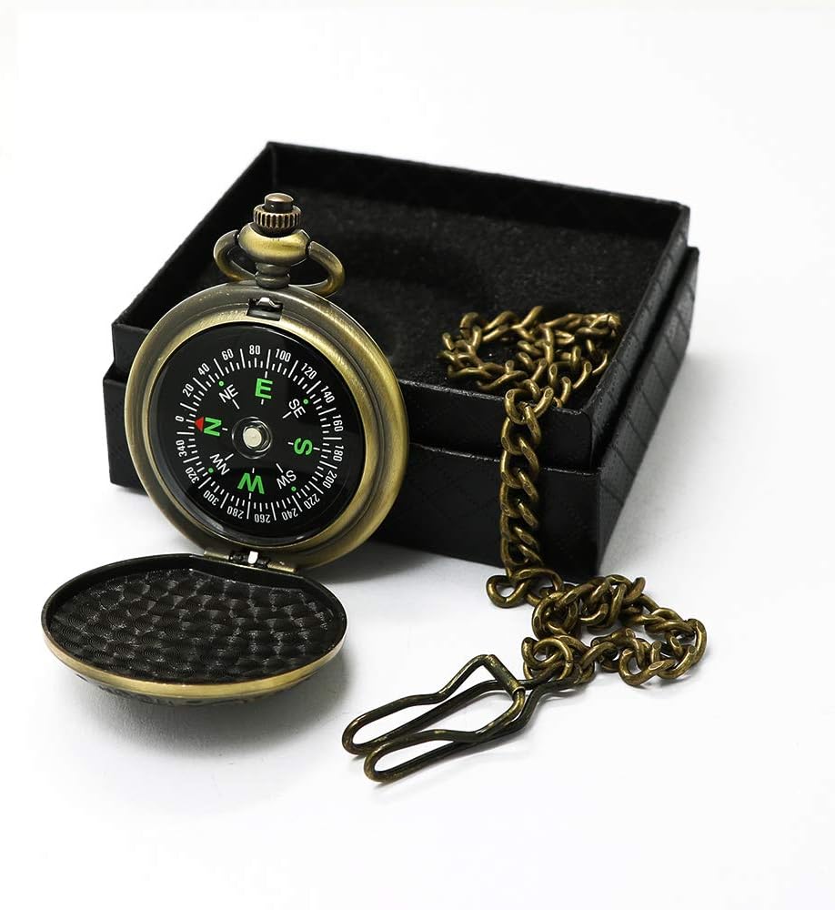 Sanung Portable Outdoor Compass with Alloy Shell , Pocket Watch Gifts, Precise Direction Guide for Hiking, Camping, Adventure